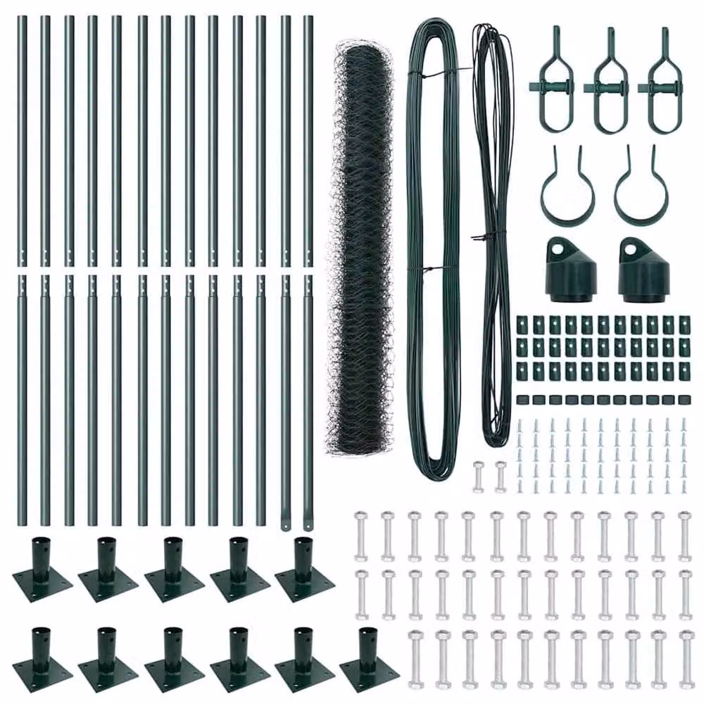 Berkfield Home Green Steel Hexagon Fence, W: 0.8 m, L: 25 m – 4