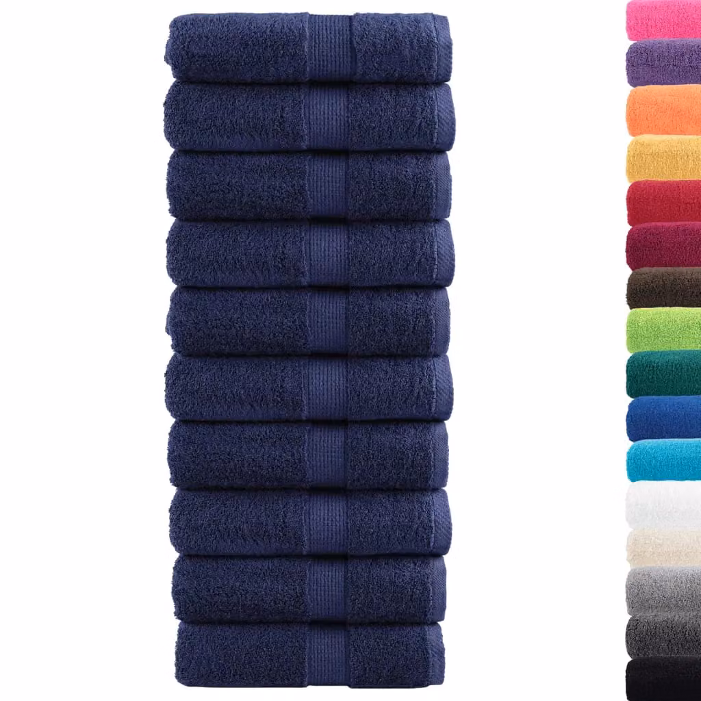 Berkfield Home SOLUND Premium Cotton Terry Guest Towels, 10 Pack, Navy Blue, W: 30 cm x H: 50 cm, 600gsm – 2