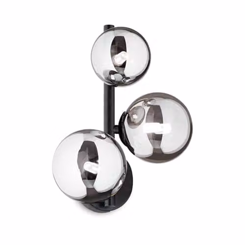 Netlighting Perlage 3 Globe Wall Lamp in Black and Copper with Transparent Glass Spheres – 1