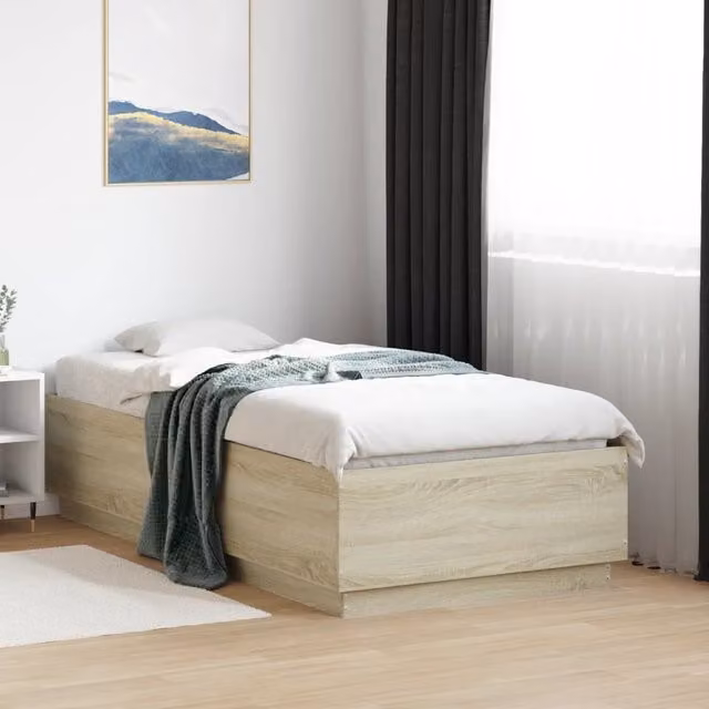 Berkfield Home Sonoma Oak Small Single Bed Frame in Brown, W/D/H: 75 x 190 cm – 1