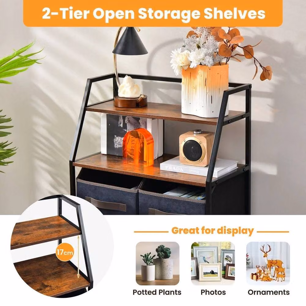 Kelvenix Grey Fabric Storage Organizer Chest of Drawers with Castors – 4