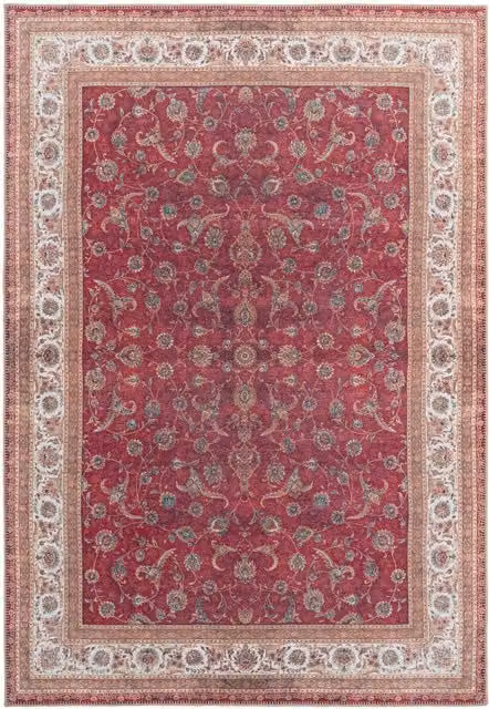 Kukoon Red Abstract Oriental Hallway Runner Rug, Washable and Non-Slip, W: 80 cm, L: 300 cm