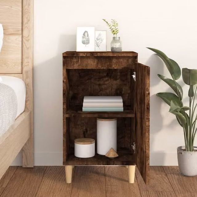Berkfield Home Classic Bedside Cabinet in Smoked Oak Brown, W/D/H: 40 x 35 x 70 cm