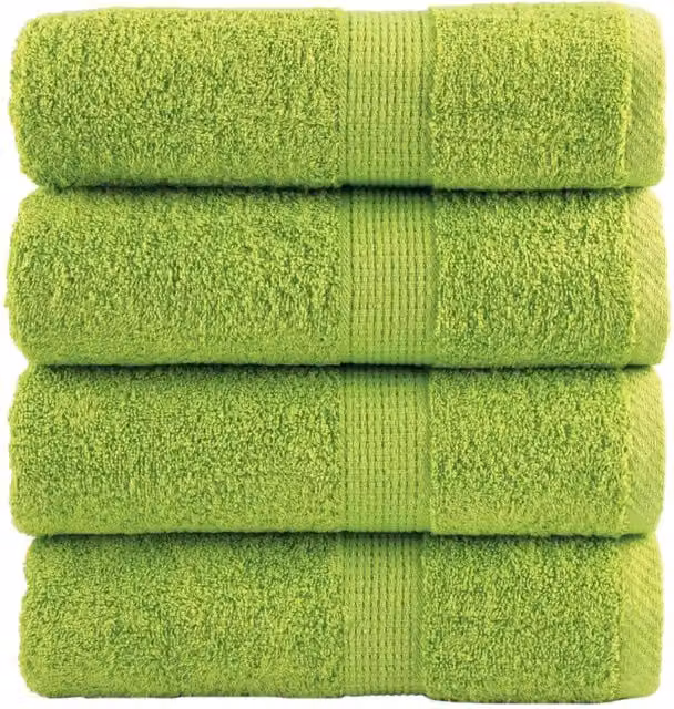 Berkfield Home SOLUND Premium Cotton Soap Towels, Apple Green, 4 Pack, W: 30 cm x H: 30 cm, 600 gsm