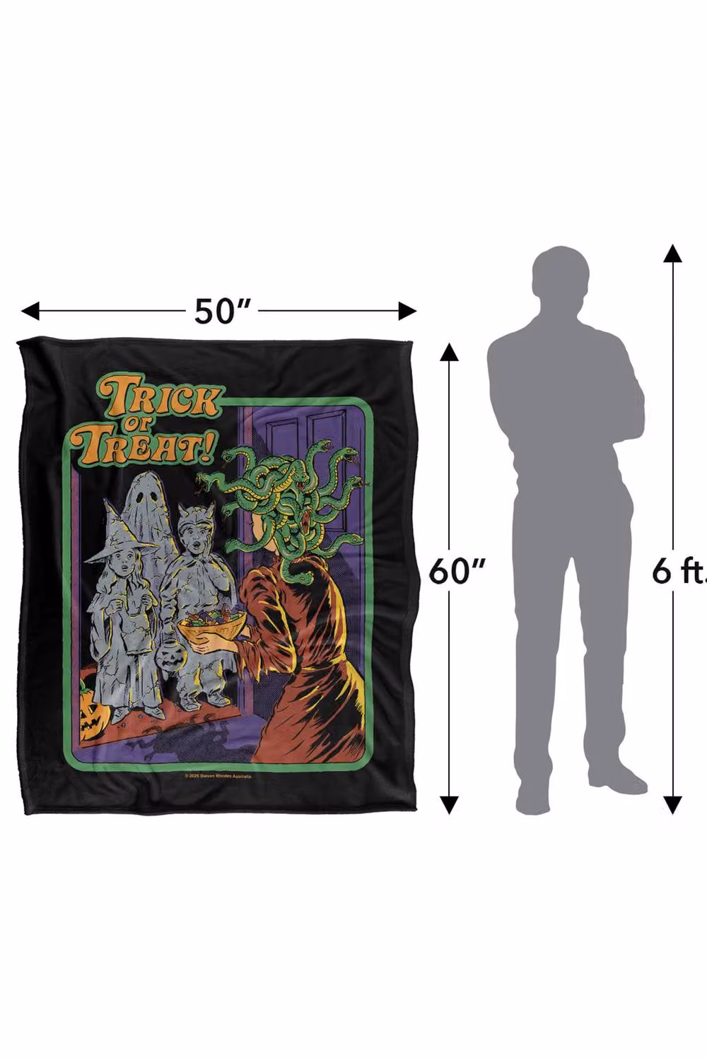 Steven Rhodes Trick Or Treat Retro Halloween Fleece Throw Blanket, Multicolour, W/D/H: 91 x 147 cm – 3