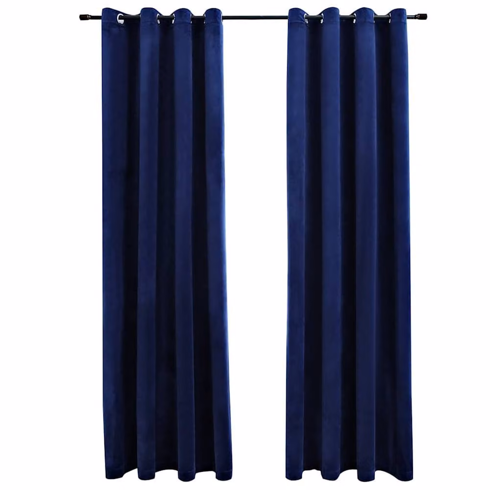 Berkfield Home Elegant Velvet Blackout Curtains with Eyelets, 2 Pack, Blue, W: 140 cm, H: 175 cm – 3