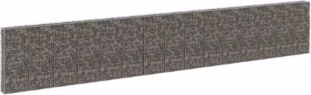 Berkfield Home Galvanised Steel Gabion Fence Wall with Covers in Silver, W/D/H: 900 x 30 x 150 cm – 1