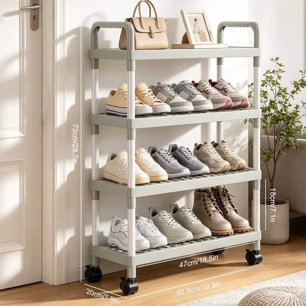 KORVIXA 4-Tier Freestanding Shoe Rack Organizer in Grey, W: 50 cm – 2