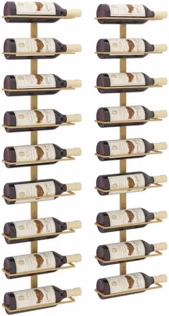 Berkfield Home Gold Iron Wall-mounted Wine Rack for 9 Bottles, 2 Pack – 1