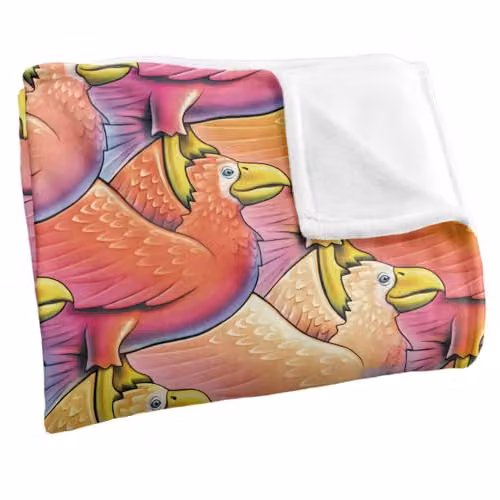 JQ Licensing Royce Mcclure Flocking Birds Pattern Super Soft Fleece Throw Blanket, White, W/D/H: 152 x 127 cm – 2