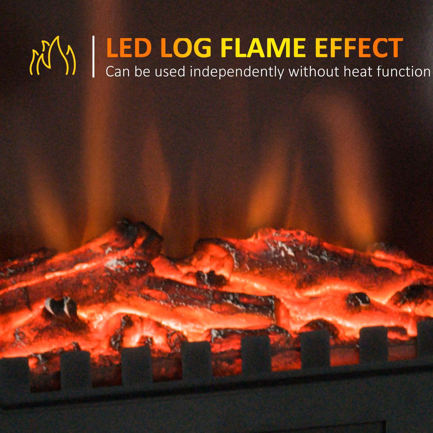 HOMCOM Freestanding Electric Fireplace Heater in Black with 2000W Power Output – 4