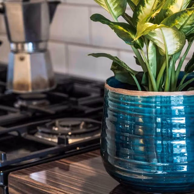 Ivyline Como Ceramic Tabletop Pot in Turquoise, H21 x D26 cm