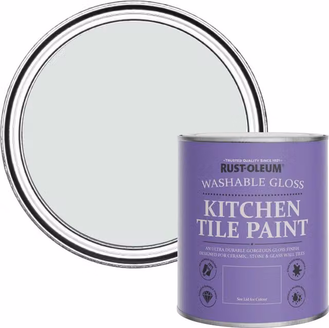 Rust-Oleum Water-Based Kitchen Tile Paint in Gloss Finish, Library Grey, 750ml