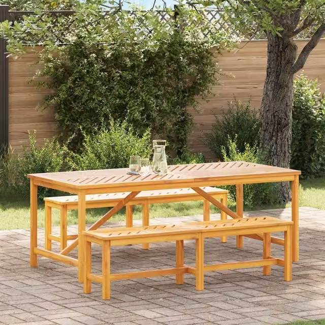 Berkfield Home 6 Piece Modern Garden Dining Set in Brown Solid Acacia Wood – 1