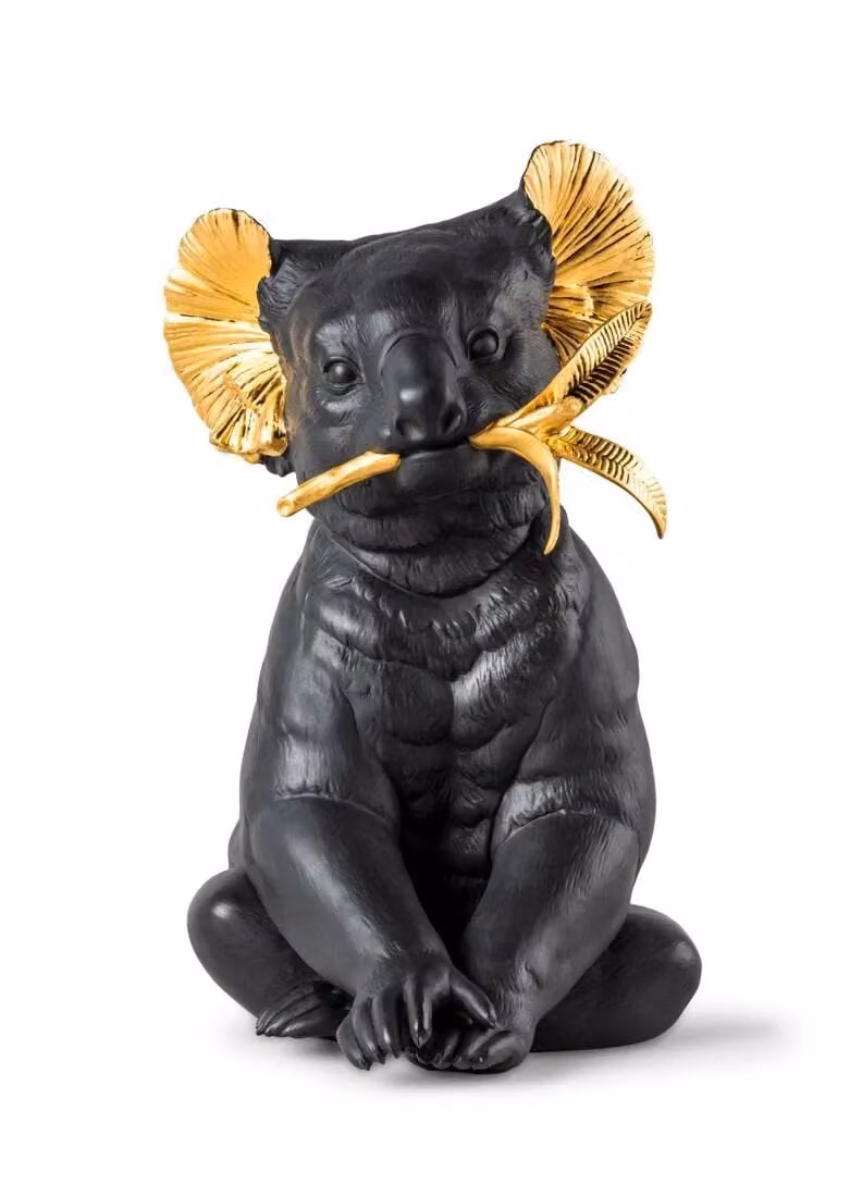 Lladró Koala Porcelain Sculpture in Black and Gold Limited Edition
