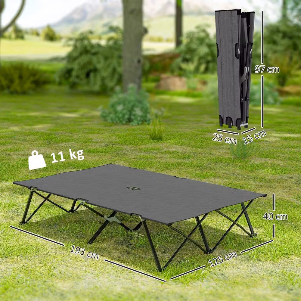 Kelvenix Charcoal Grey Double Camping Folding Sleeping Bed with Carry Bag, W/D/H: 200 x 100 x 40 cm – 2