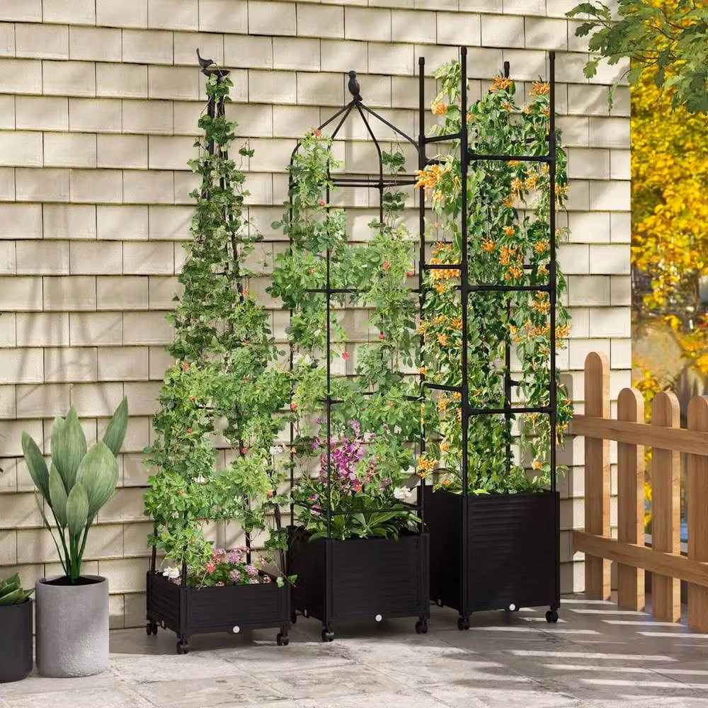 NESTLUNE Black Garden Obelisk Trellis Tomato Cage Support Tower – 2