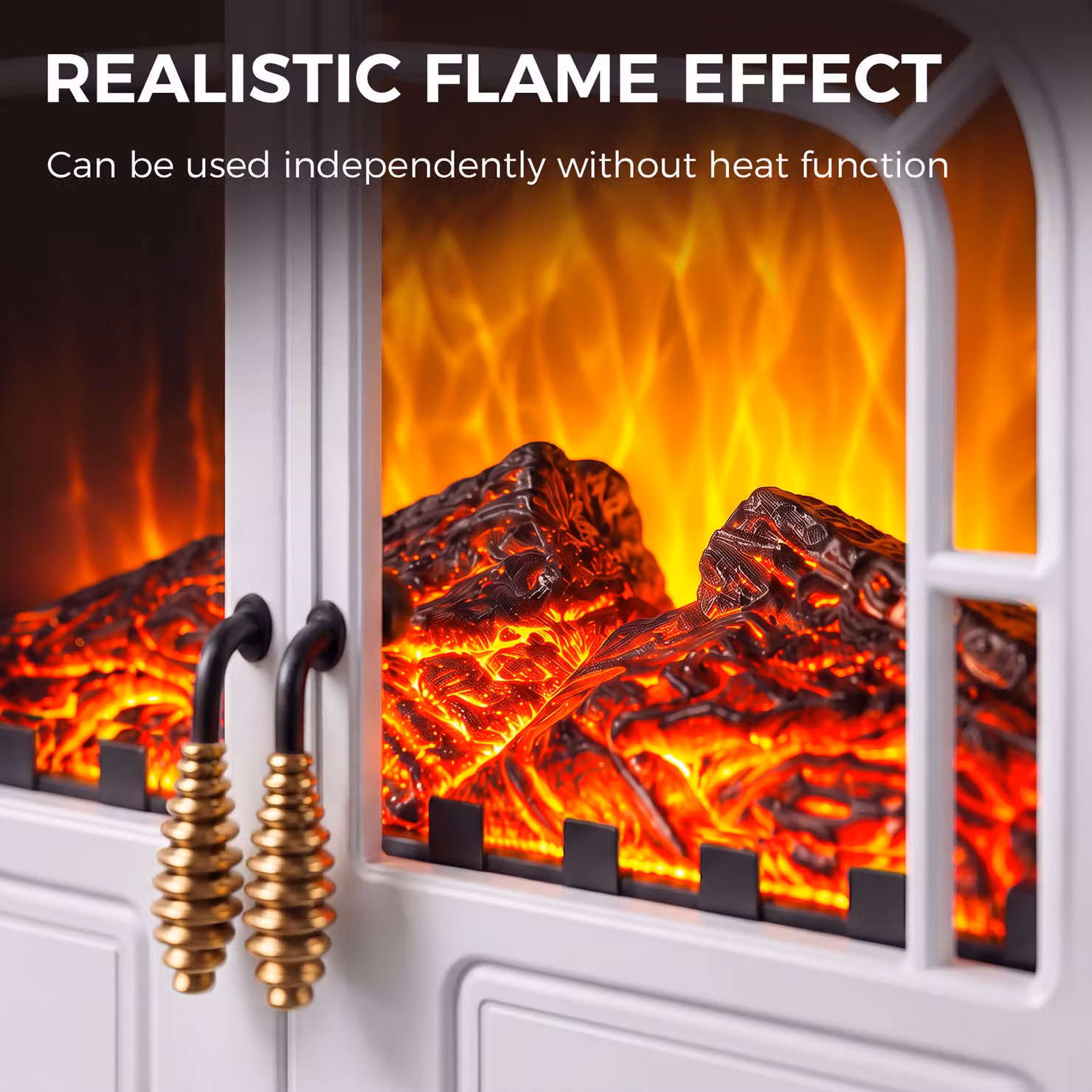 HOMCOM Freestanding Electric Fireplace Stove Heater with LED Flame Effect in White – 4