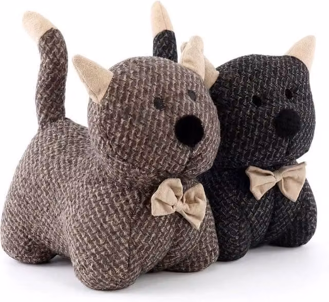 FLAVORA Grey Fabric Decorative Cat Weighted Door Stop