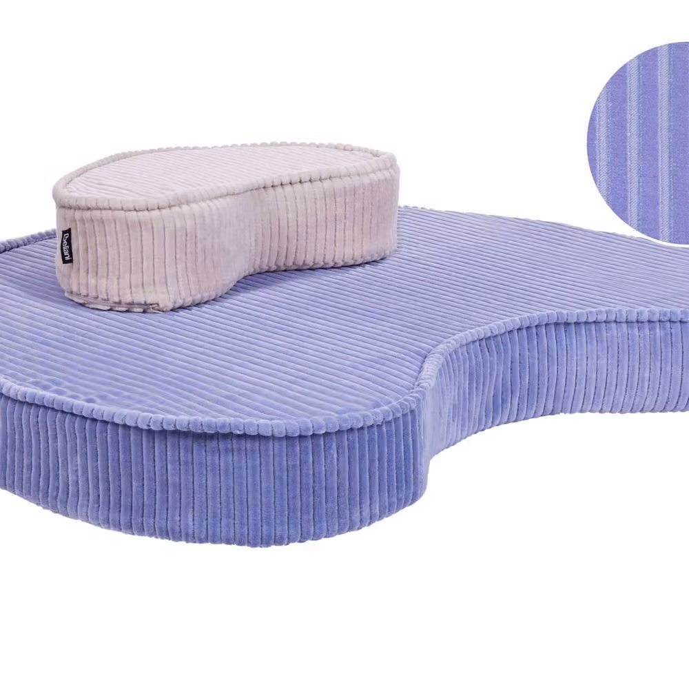 Wyld and Coco Violet and Beige Floor Cushion Set in Cotton Velvet Ribbed Corduroy – 2