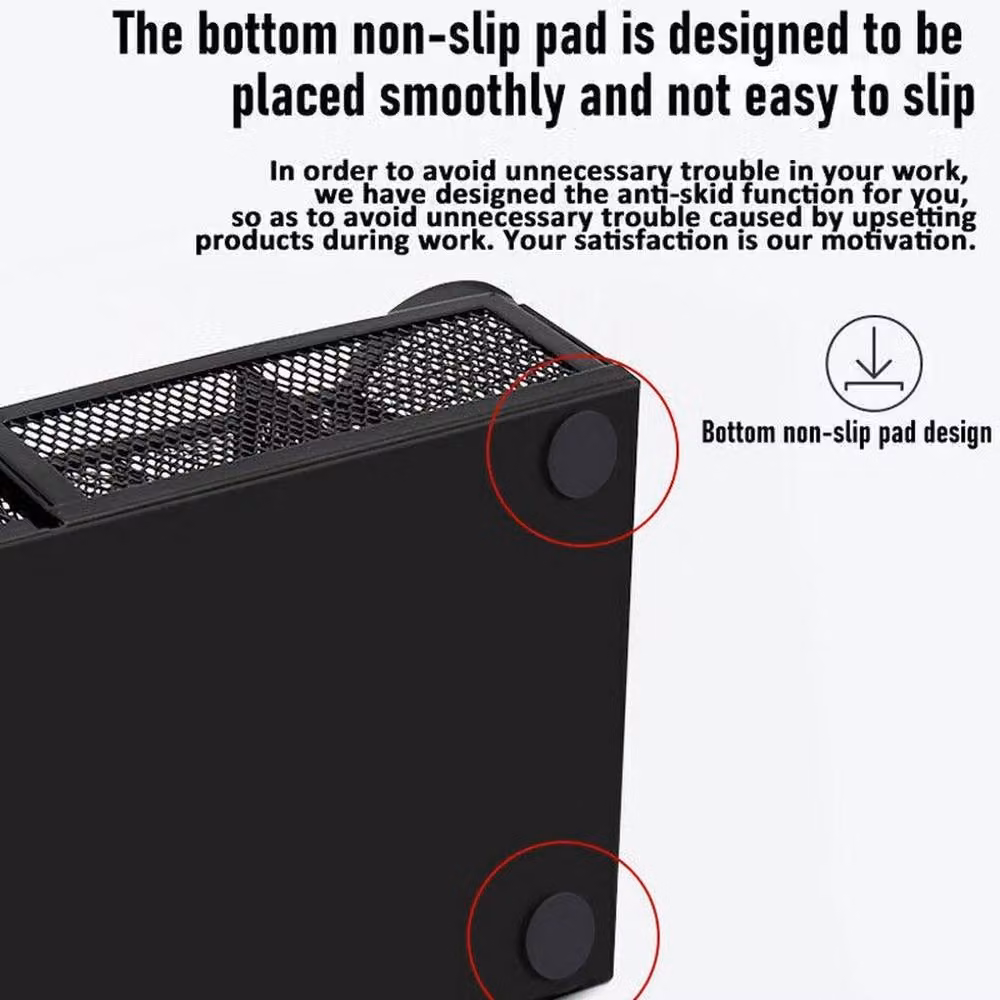 EONLION Black Metal Mesh Multi-Compartment Desk Organiser, W: 50.0 cm x D: 50.0 cm x H: 5.0 cm – 5