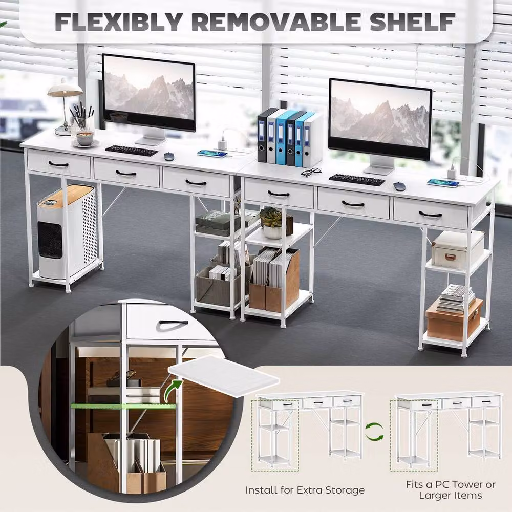 KORVIXA Computer Desk with Fabric Drawers in White – 3