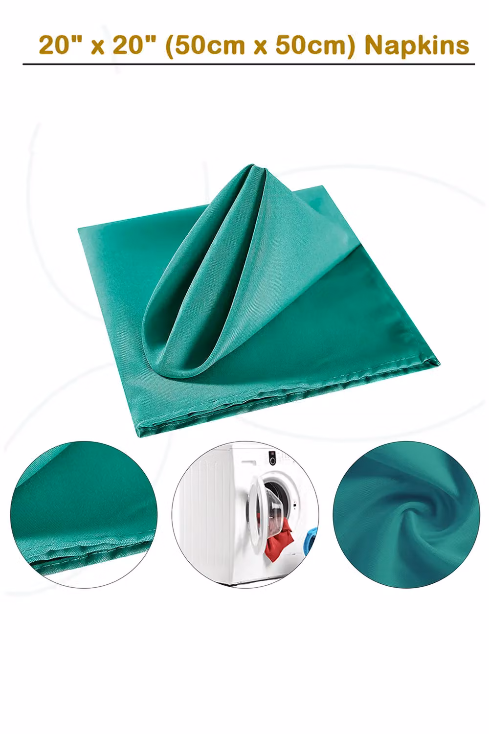 Neel Blue Reusable Polyester Table Napkins in Dark Green, W/D/H: 50 x 50 x 0.1 cm – 2