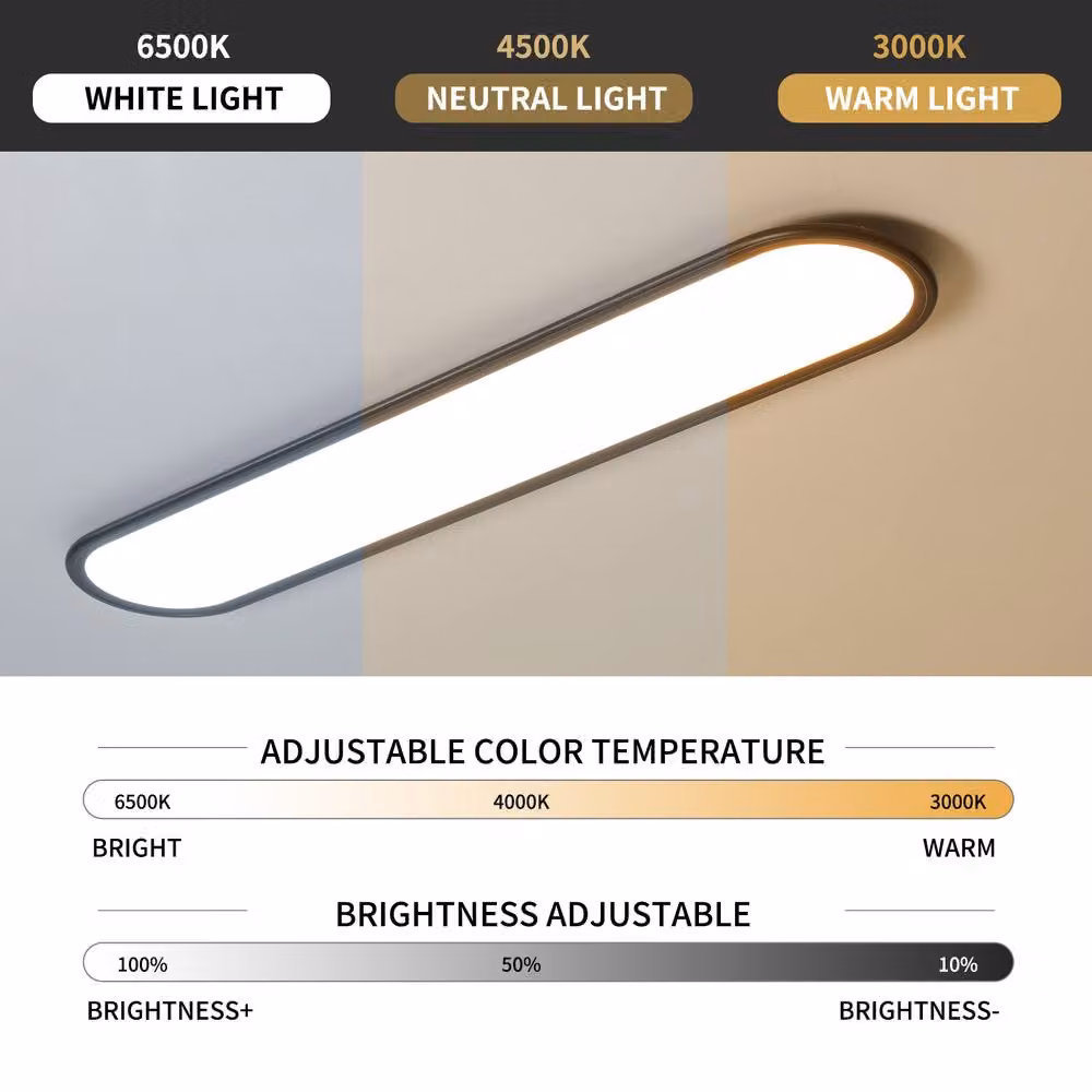 NIVOR 48W Linear Ultra Thin LED Ceiling Light in Black with Remote Control and Dimmable Function, 100 cm – 3