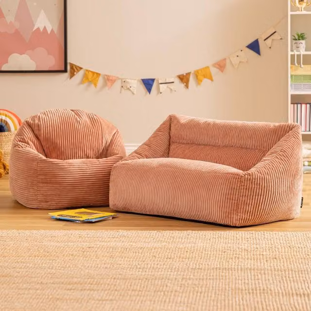 icon Kids Cecilia Bean Bag Sofa in Pink Jumbo Cord