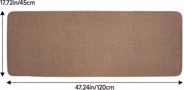 PAWNORA Brown Braided Jute Non-Slip Rectangular Kitchen and Hallway Mat, W: 45 cm, L: 120 cm
