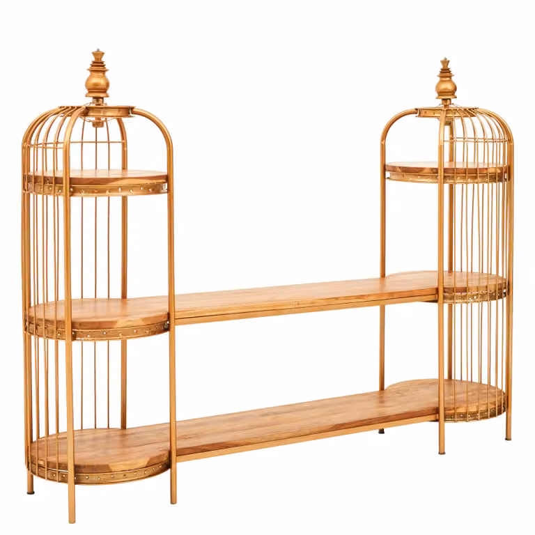 Orsina Modern Birdcage Shelf Unit in Champagne Gold Finish, W/D/H: 43.0 x 28.0 x 173.0 cm