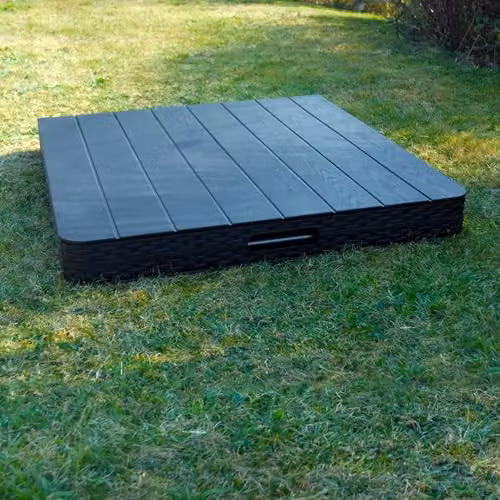 Garden Gear 5ft Folding Rectangular Table in Black Rattan and Wood Effect with Powder Coated Steel Frame – 4