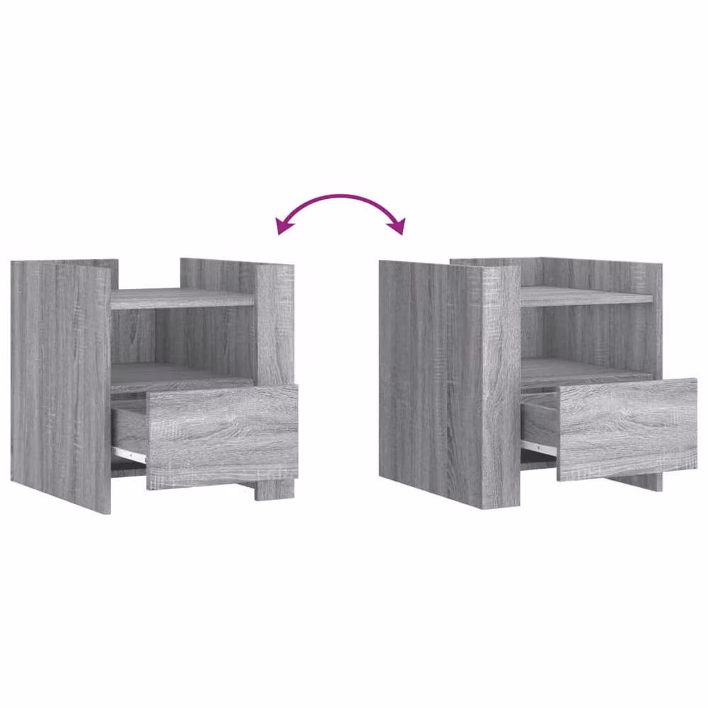 Berkfield Home Decorative Bedside Cabinet in Grey Sonoma, W/D/H: 45 x 50 x 50 cm – 4