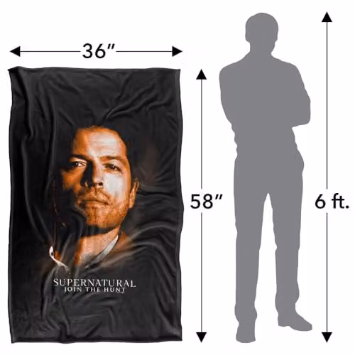 Warner Bros. Supernatural Castiel Portrait Silky Touch Super Soft Fleece Throw Blanket, Multicolour, W/D/H: 91 x 147 cm – 3