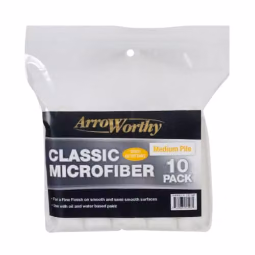 Arroworthy 10-Pack Classic 4 inch Microfiber Mini Rod Style Medium Pile White Cleaning Pads