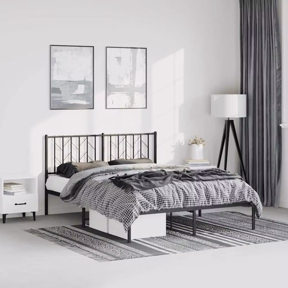 Berkfield Home Metal Bed Frame with Headboard in Black, W/D/H: 193 x 203 cm – 2