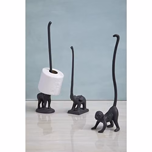 Orsina Fauna Monkey Freestanding Toilet Roll Holder in Grey, H 42 x W 12 x D 12 cm – 2