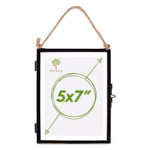 Nicola Spring Industrial Hanging Metal and Glass Photo Frame, Black, W/H: 13 x 18 cm