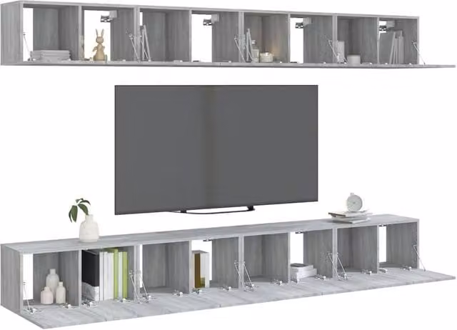 Berkfield Home 8 Piece TV Cabinet Set in Grey Sonoma, W/D/H: 60 x 30 x 30 cm – 1
