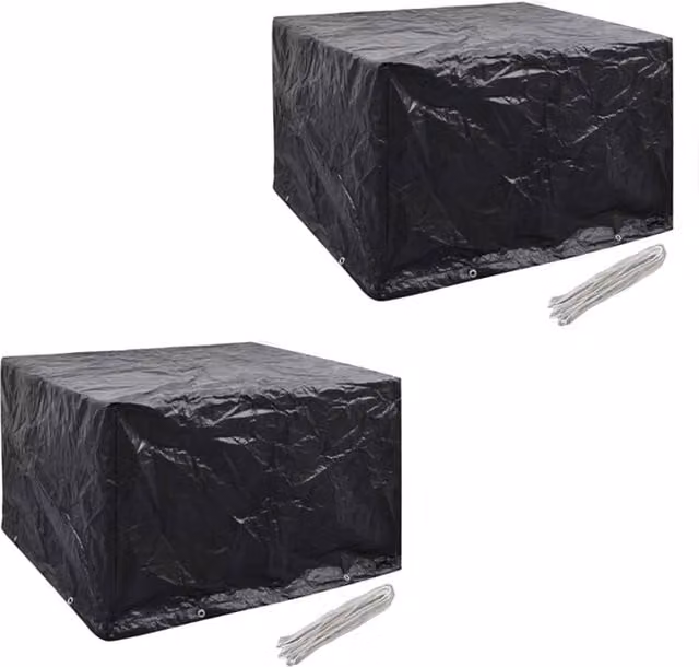 Berkfield Home 2-Piece Black Poly Rattan Garden Furniture Covers for 4-Person Sets, W/D: 113 x 113 cm – 1