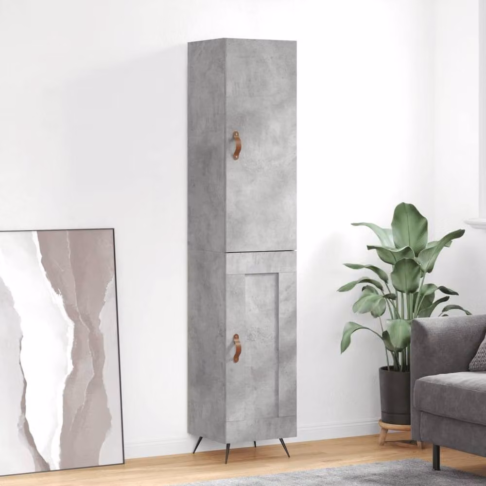 Berkfield Home Highboard in Concrete Grey, H 180 x W 34.5 x D 34 cm – 2