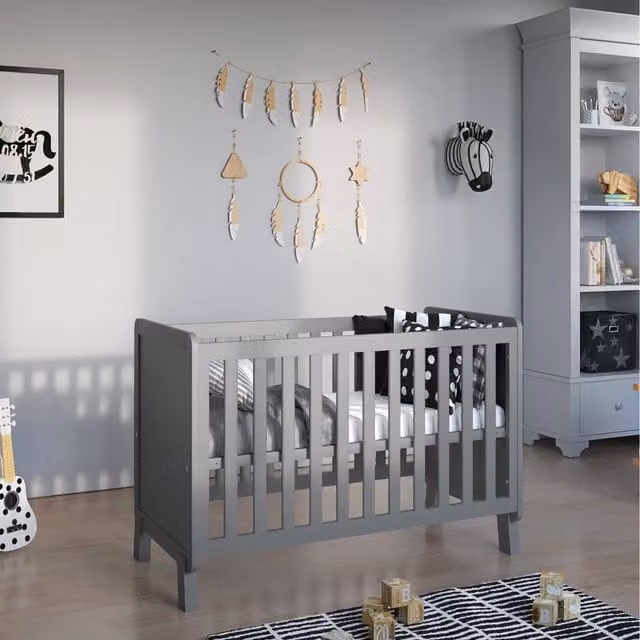 Love For Sleep Francis Cot Bed with Microfibre Mattress in Grey