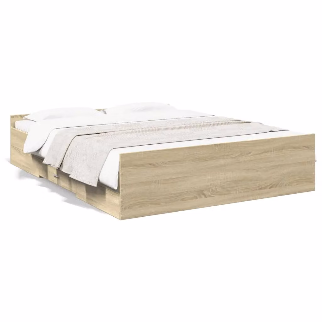 Berkfield Home Sonoma Oak Bed Frame with Drawers, Brown, W/D/H: 140 x 200 cm – 2