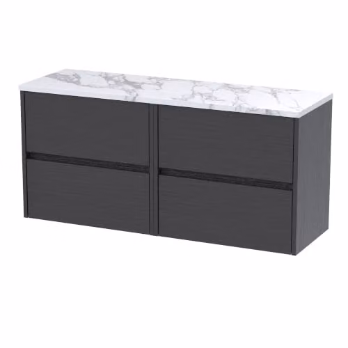 Balterley Modern Wall Mounted Bathroom Vanity Unit with Soft Close Drawers, Graphite Grey, W/D/H: 120.5 x 39 x 56.1 cm – 2