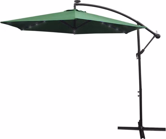 Monster Shop 3m LED Cantilever Banana Parasol Umbrella in Green
