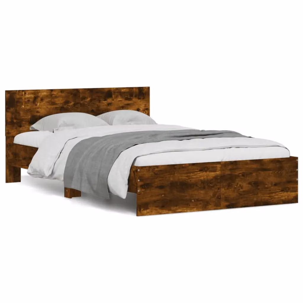 Berkfield Home Double Bed Frame in Smoked Oak, Brown, W: 135 cm, L: 190 cm – 2