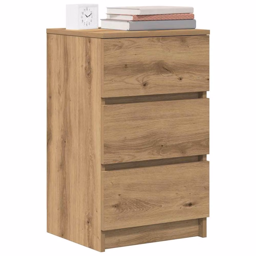 Berkfield Home Artisan Oak Bedside Cabinets with 3 Drawers, Set of 2, Brown, W/D/H: 39 x 35 x 65 cm – 3
