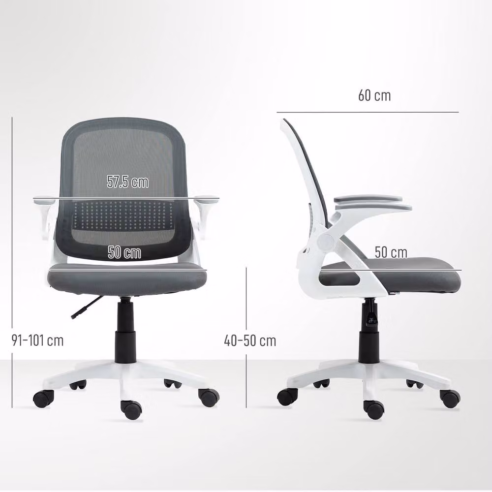 ERGOVEXA Grey Breathable Mesh Task Chair for Home Office with Armrests and 360 Degree Swivel, W/D/H: 60 x 60 x 120 cm – 2