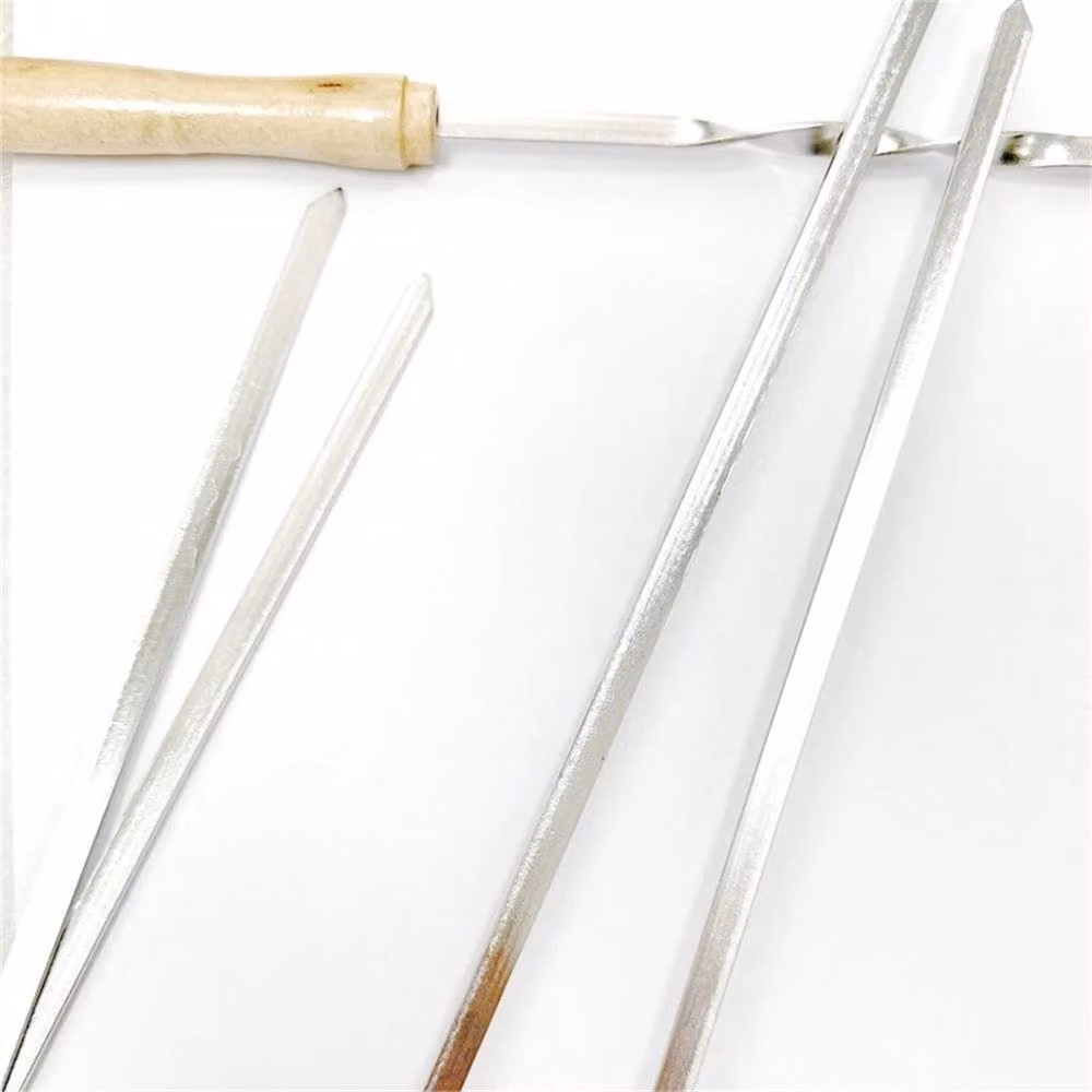 SPETLEK 12 Pack Stainless Steel BBQ Skewers with Wooden Handles in Silver, Length: 100 cm – 1