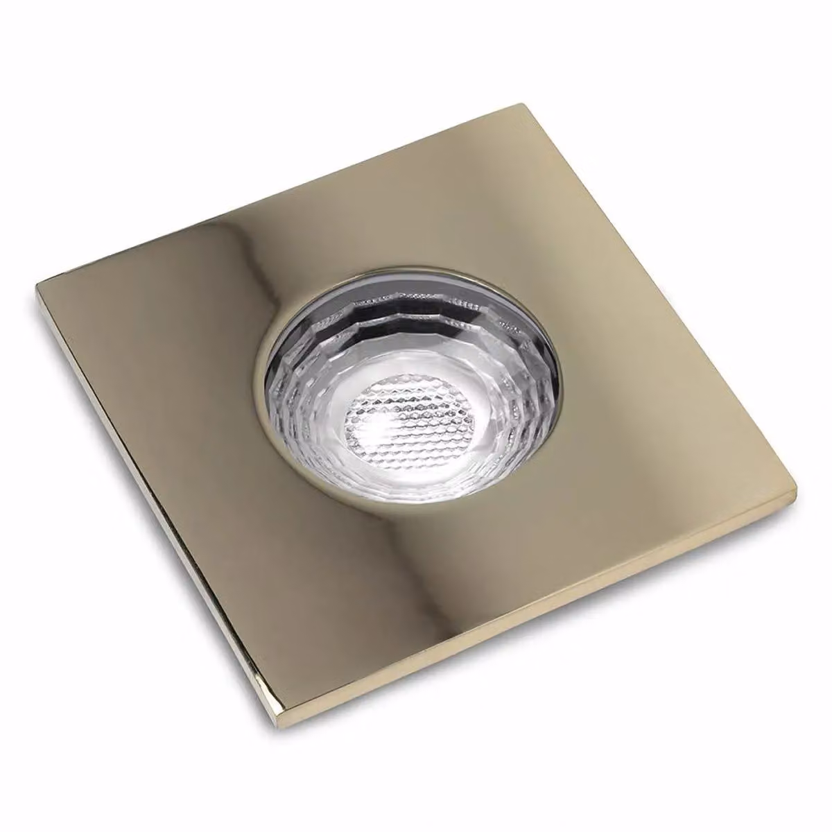 SE Home Pack of 4 Polished Brass Square Fire Rated GU10 Recessed Downlights, IP65 Gold – 2